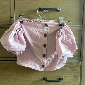 Off The Shoulder Puff Sleeve Top - Purple - Size Small